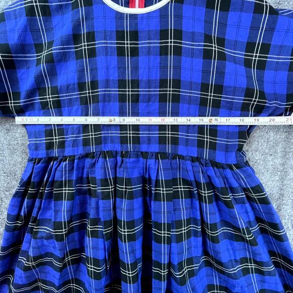 Rudie Babydoll Dress Blue Small Plaid Ringer Playful Twirl Whimsical Schoolgirl - Picture 6 of 7